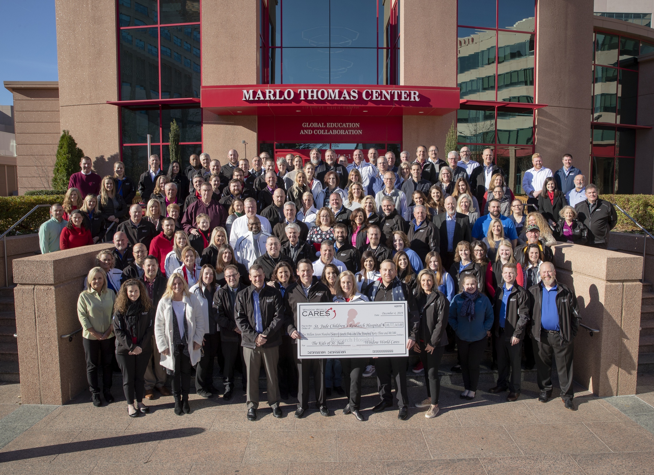 Window World owners and staff present check to St. Jude Children's Research Hospital in Memphis, Tennessee