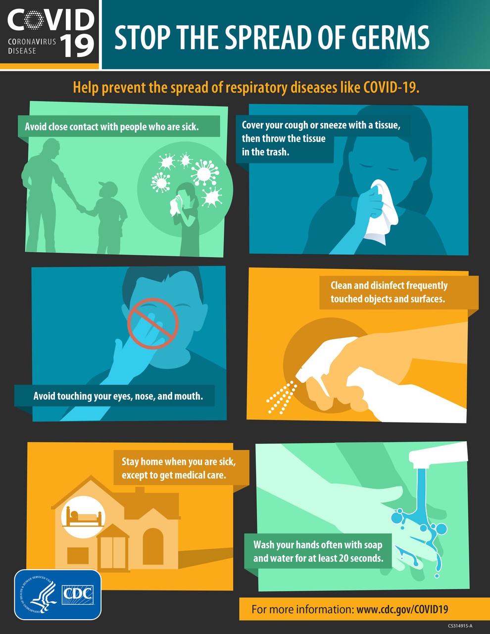 Stop the spread of COVID-19 infographic