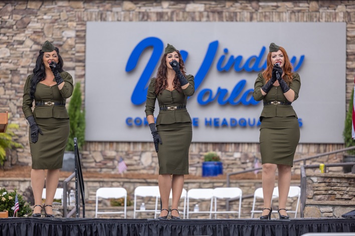 Popular patriotic singing group, the American Bombshells, performing at Window World Old Glory Day