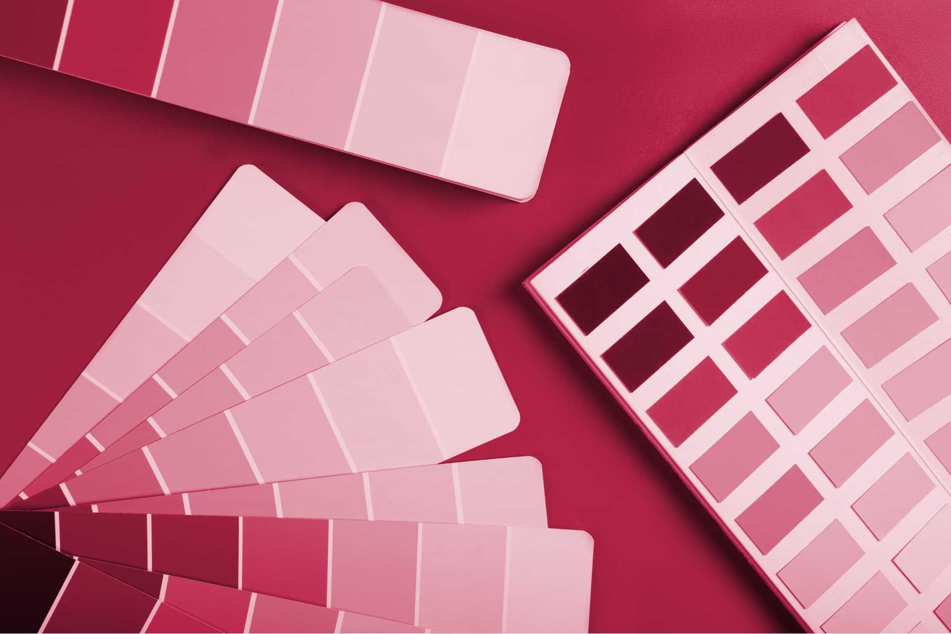 Magenta color palettes and paint swatches, highlighting the versatility of magenta in interior design trends