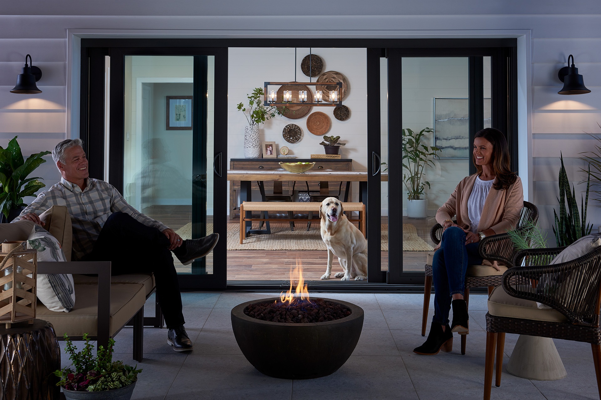 Couple enjoying their back porch