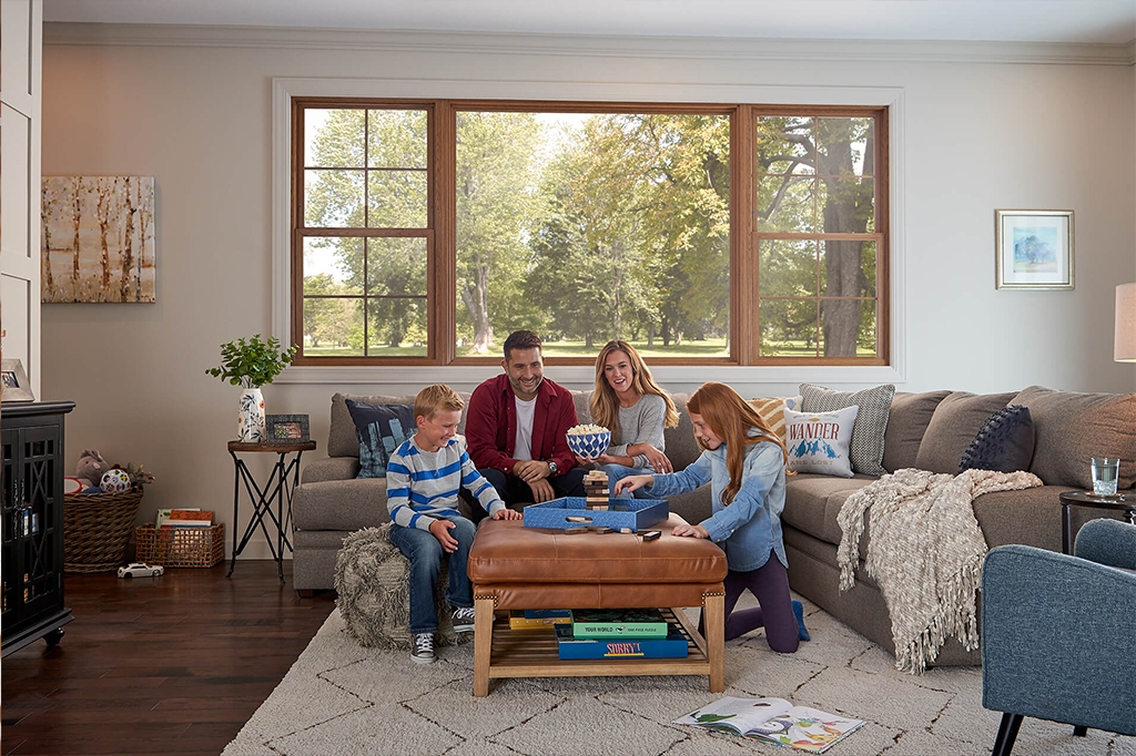 Family having a game night in their living room