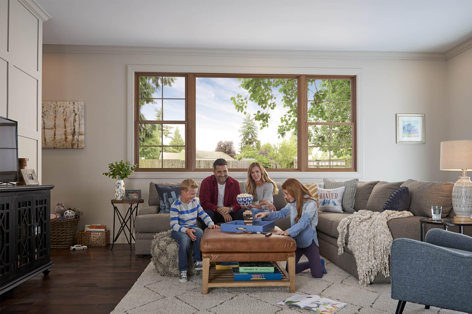 Family Playing Games Together In Living Room