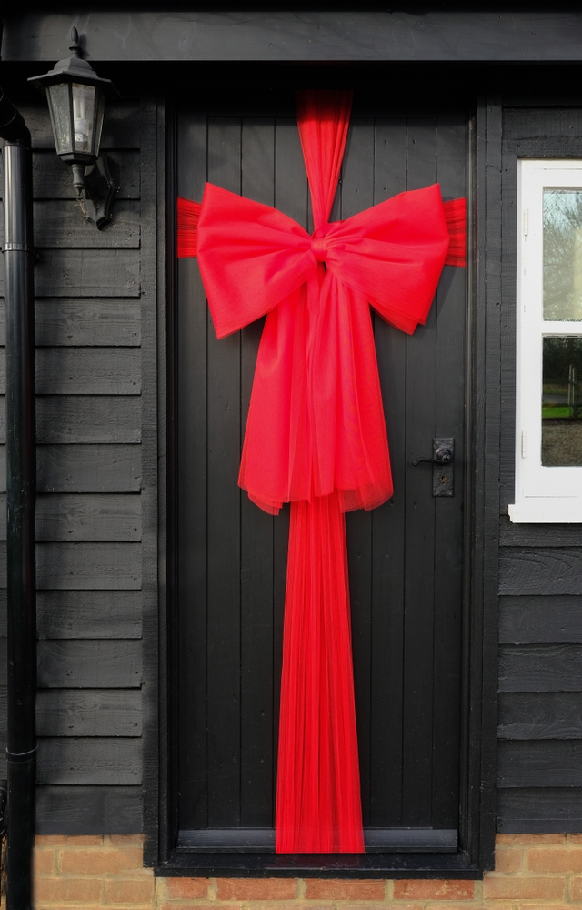 Door wrapped in a bow Door wrapped in a bow