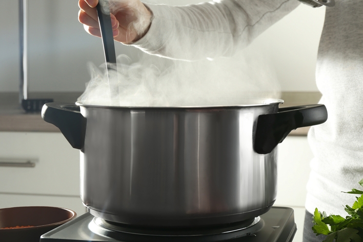 Condensation from a boiling pot of water