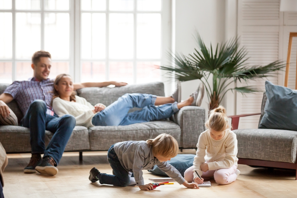 Family enjoys the living room