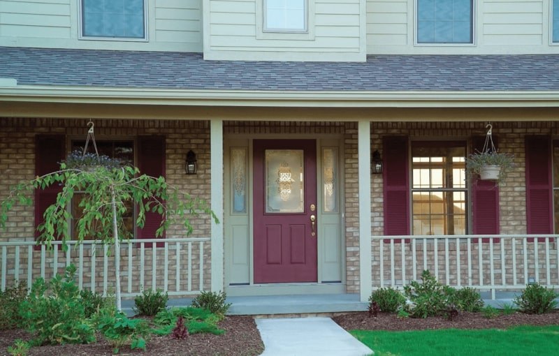 Traditional Entry Door with Matching Shutters