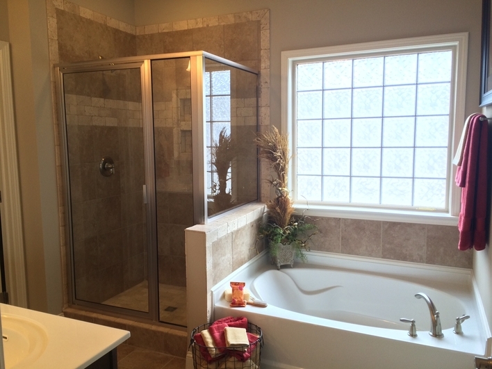 Acrylic block windows in a bathroom