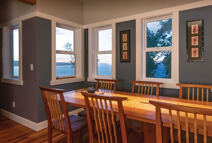 Single-hung window in a kitchen