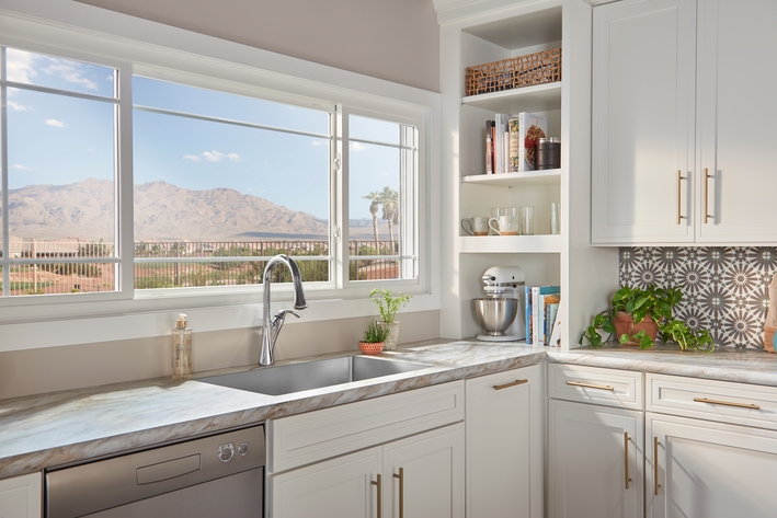 Sliding window in a kitchen Sliding window in a kitchen