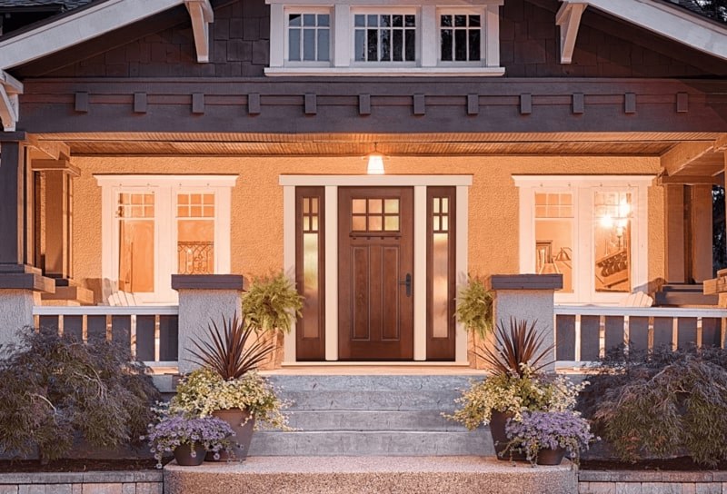 Woodgrain Entry Door with Sidelites