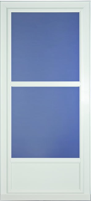 White Full View Storm Door with Mid View Retractable Screen